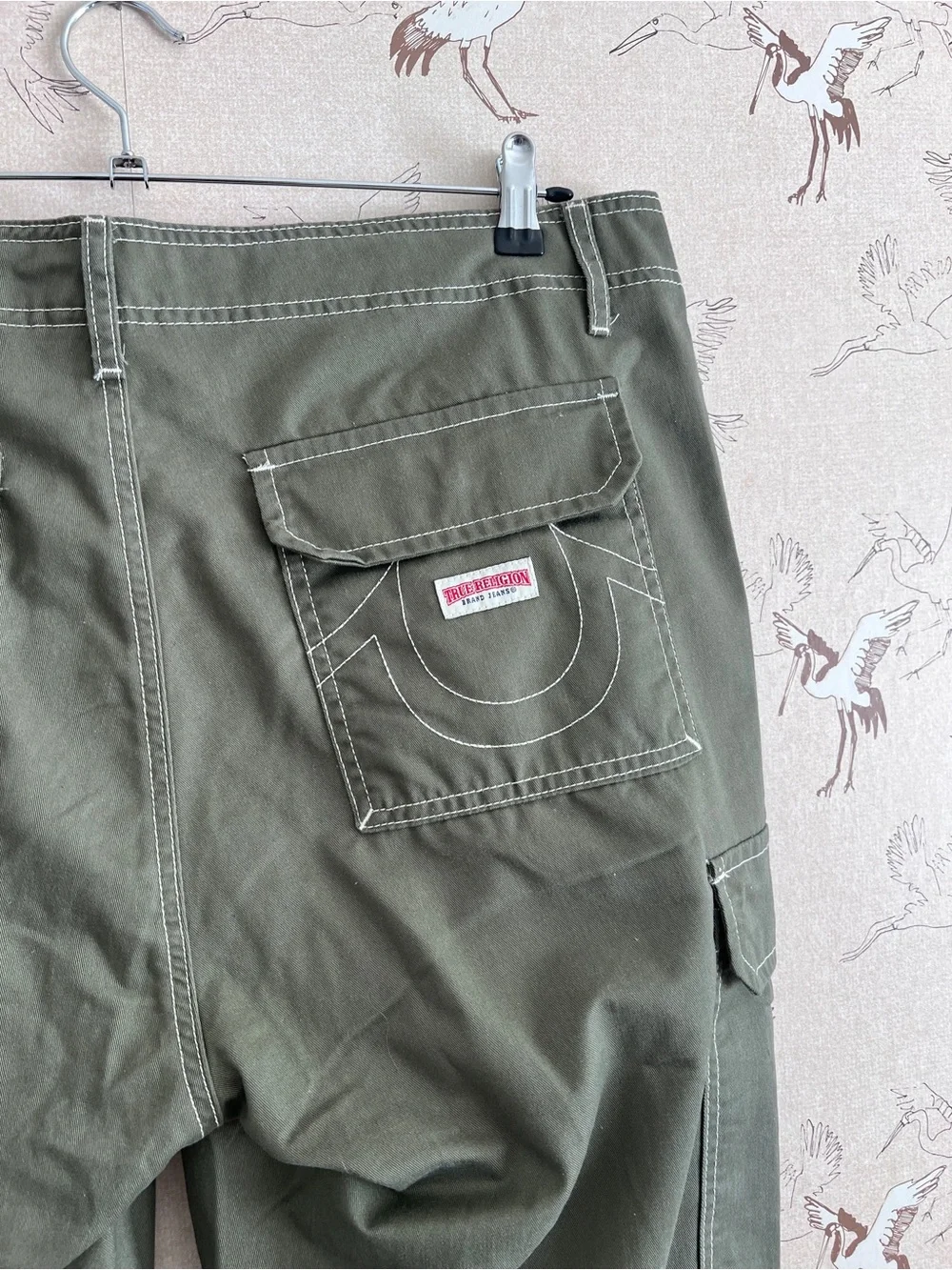 True religion mens cargo pants green